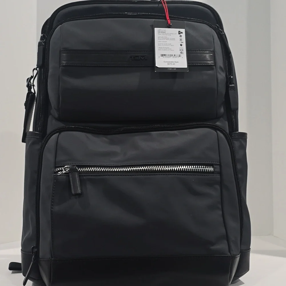 NWT ✅ TUMI LINKS TRAVEL BACKPACK PE & LEATHER CHARCOAL GREY / BLACK ✨NWT